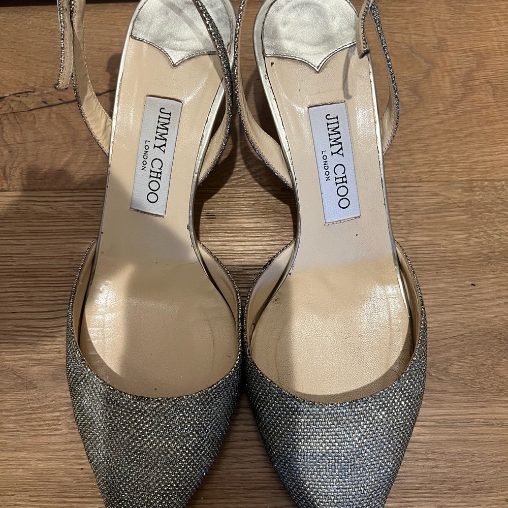 JIMMY CHOO shimmering kitten heels